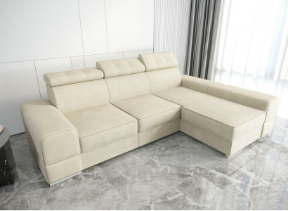 Design Ecksofa L-Form Couch Leder Beige Wohnzimmer Elegant Luxus Moderne Möbel